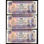 3x 1971 Canada $10 consecutive notes Lawson Bouey EDW8626246-48 CH UNC