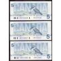 17x 1986 Canada $5 consecutive notes Thiessen Crow GNP3132427-43  UNC+