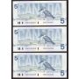 17x 1986 Canada $5 consecutive notes Thiessen Crow GNP3132427-43  UNC+