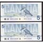 17x 1986 Canada $5 consecutive notes Thiessen Crow GNP3132427-43  UNC+