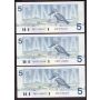 17x 1986 Canada $5 consecutive notes Thiessen Crow GNP3132427-43  UNC+