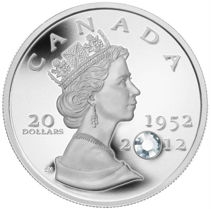 2012 Canada $20 The Queen's Diamond Jubilee with Crystal Fine