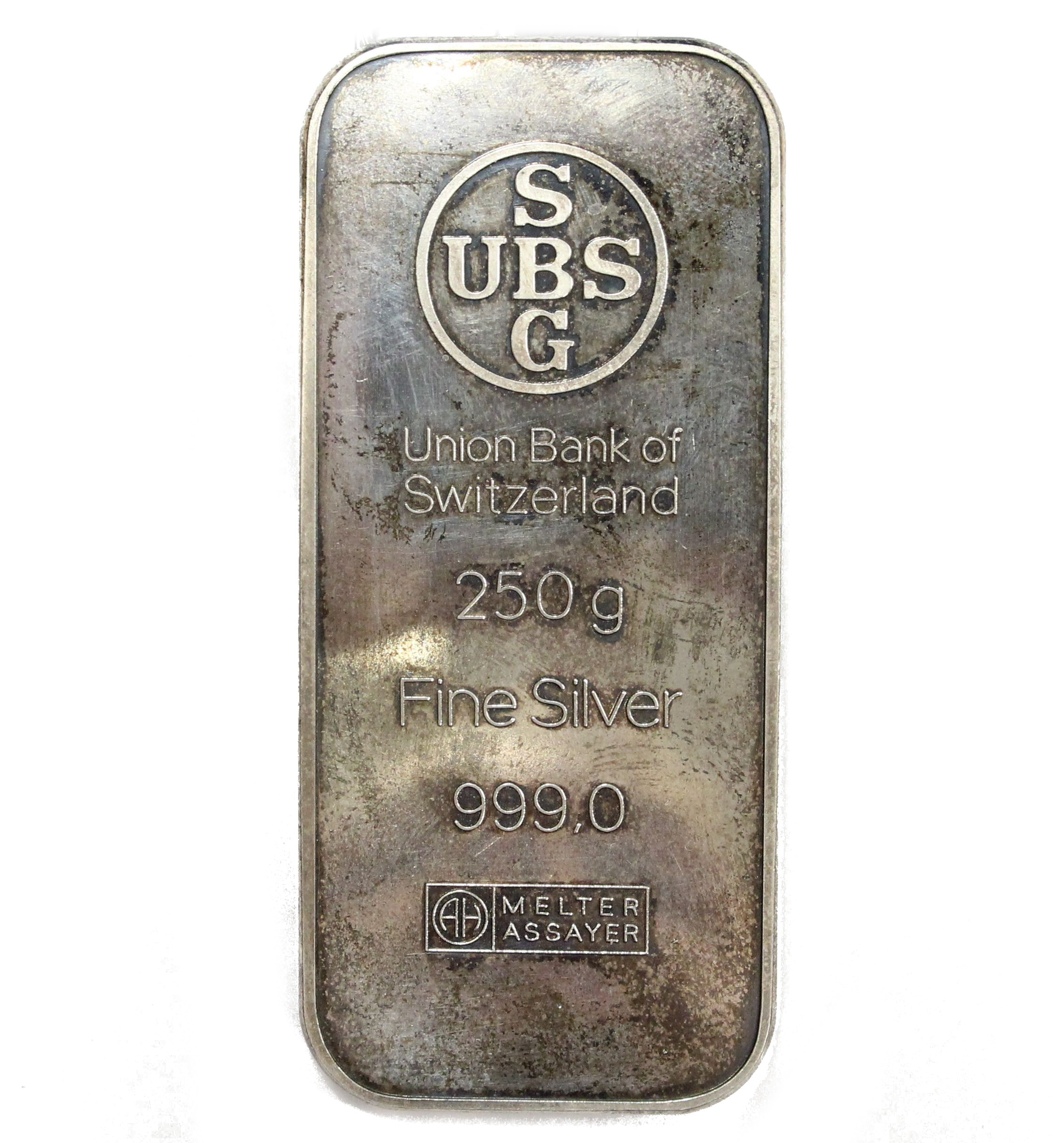 Vintage Swiss UBS Bank Argor-Heraeus Bar 999 Silver - 250 gram - 8