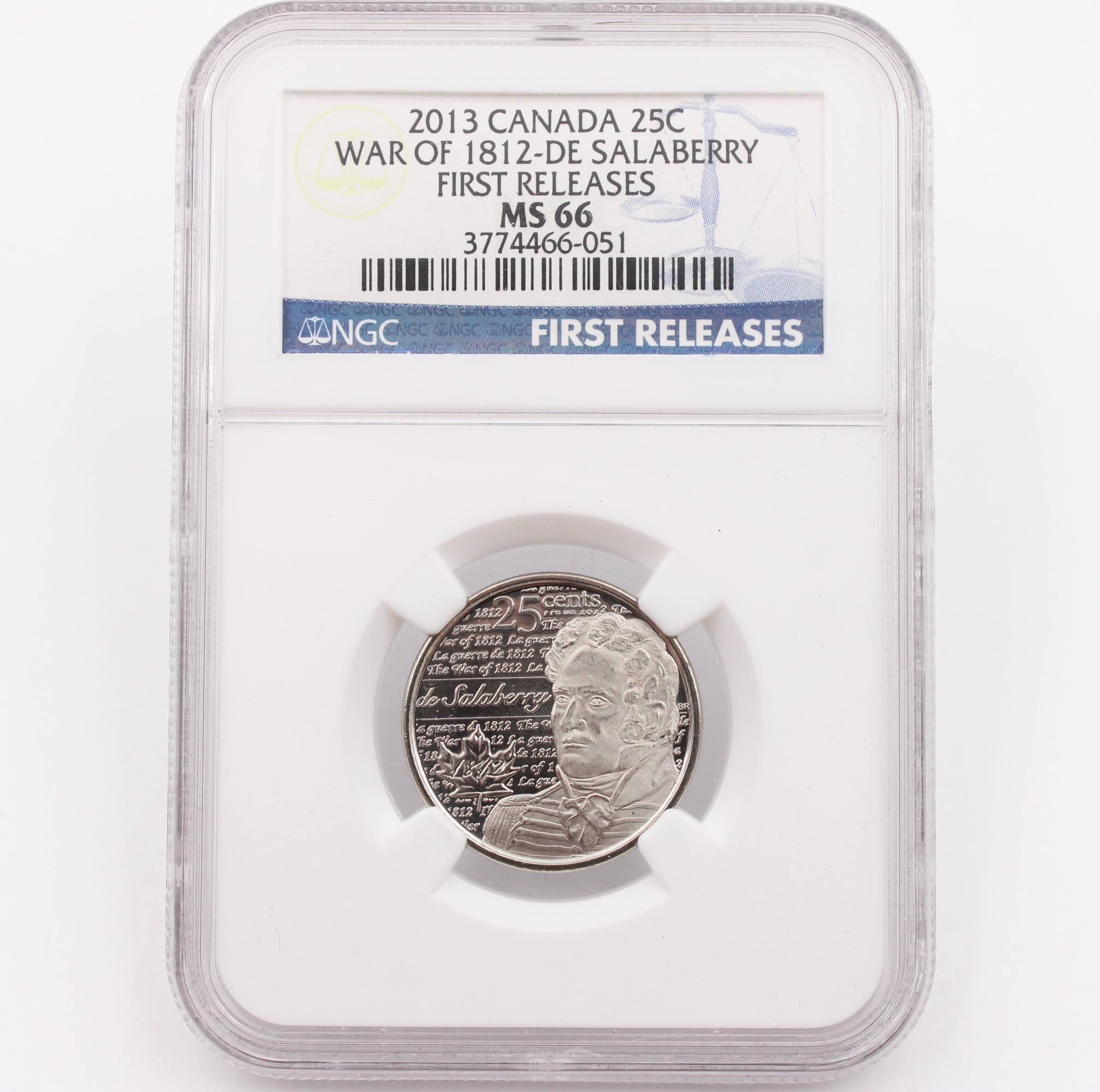 2013 Canada 25 cent War of 1812 De Salaberry NGC MS66 First