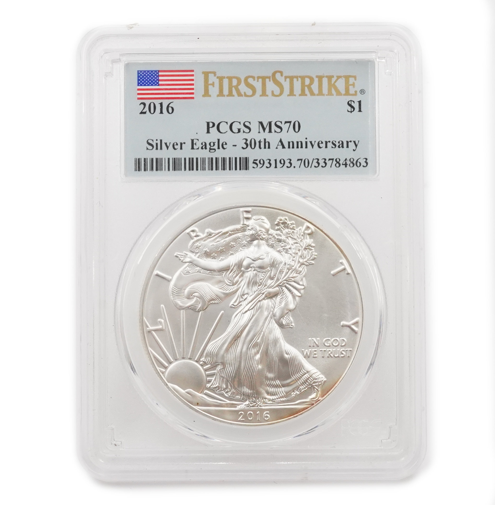 イーグル銀貨 2016 PCGS MS70 30th Anniversary 2016 Silver Eagle PCGS MS70 First Strike 30th Anniv - Professional