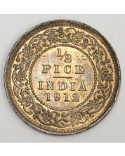 1912 India 1/2 Pice UNC MS60