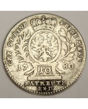 1780 ED German States Brandenburg Bayreuth 10 Kreuzer Alexander KM268 VG