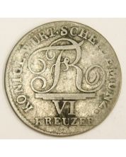 1810 Germant Wurtemberg 6 Kreuzer silver coin