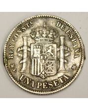1885 85MS-M Spain One Peseta VF details