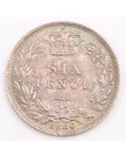 1886 Great Britain silver Sixpence Choice almost Uncirculated