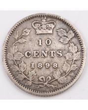 1898 Canada 10 cents Obv-6 small obverse scratches VF+