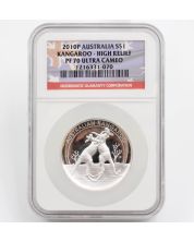 2010 Australia $1 Ultra High Relief Kangaroo 1oz Silver Proof Coin NGC PF70 UCAM