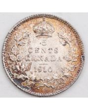 1910 Canada 5 cents pointed leaves cross/bow CH AU