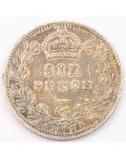 1887 Great Britain 6 pence Jubilee Bust Crowned value in wreath nice EF+