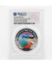 2024 Cook Islands Beauty World OZ 999 Silver Coin Rotorua Hot Springs PCGS MS70