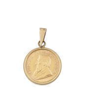 1990 South Africa 1/10 oz Gold Krugerrand – Set in Solid 9K Yellow Gold Bezel – 4.046g Total