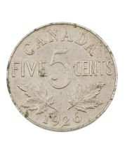 1926 Near 6 Canada 5 cents nice EF/AU