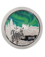 2018 Moose & Northern Lights 1 oz .999 Silver Colorized Coin – TD Bank Exclusive with Cardboard Box