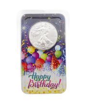 2018 American Silver Eagle 1 oz .999 Fine Silver BU – Happy Birthday Gift Capsule Party Holder