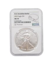 2023 American Silver Eagle MS70 NGC U.S. Invention Series Pacemaker Label 