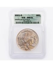 2001-D American Buffalo Silver Dollar ICG MS70 Graded $1 Commemorative Coin