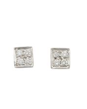 18K White Gold Diamond Stud Earrings Square 0.24ct VS1–VS2 