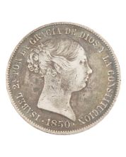 1850-CL Spain Isabel II 20 Reales very nice VF