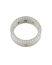 18K White Gold Diamond Band Ring – 0.90 CTW Bezel & Pavé Set Diamonds, Size 4.25