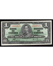 1937 Canada $1 banknote Choice Uncirculated Coyne Towers Serial T/N 9957023