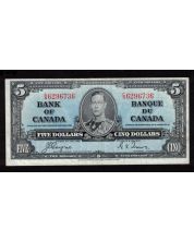 1937 Canada $5 banknote Coyne Towers C/S 6296736  VF+