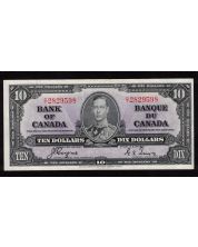 1937 Canada $10 banknote Coyne Towers C/T 2829598 nice AU