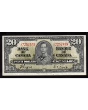 1937 Canada $20 banknote Coyne Towers J/E 7252755 nice AU