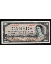 1954 Canada $100 devils face banknote Beattie Coyne A/J 1941235 VF+