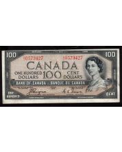1954 Canada $100 devils face banknote Coyne Towers  A/J 0573427 VF+