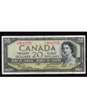 1954 Canada $20 devils face banknote Beattie Coyne C/E 0012752 VF