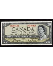 1954 Canada $20 devils face banknote Coyne Towers A/E 6238421 VF/EF
