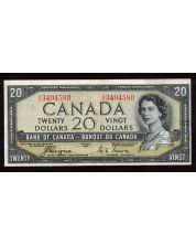 1954 Canada $20 devils face banknote Coyne Towers A/E 3494580 VF+