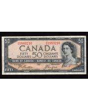 1954 Canada $50 devils face banknote Beattie Coyne A/H 1883216 nice VF+
