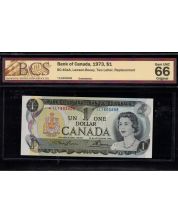 1973 Canada $1 replacement note Lawson Bouey *IL 1803608 BCS GEM UNC-66