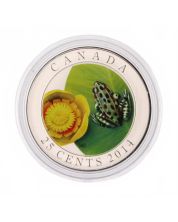 2014 25-Cent Coloured Coin – Water Lily and Leopard Frog
