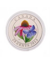 2013 25-Cent Coloured Coin – Purple Coneflower and Eastern Tailed Blue