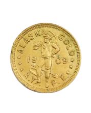 1909 GOLD 1 DWT Alaska-Yukon-Pacific Expo gold token Choice AU