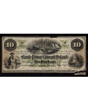 1872 Prince Edward Island $10 remainder note 04223 F/VF margin tears