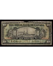  1913 Royal Bank of Canada $10 note 2798918 margin tears, pinhole
