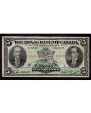 1913 Royal Bank of Canada $5 banknote 12-04 SN 5241705 FINE+