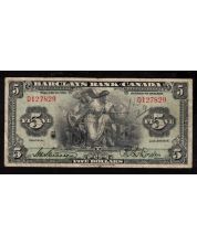1935 Barclays Bank of Canada $5 12-02 SN D127829 F/VF