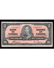 1937 Canada $2 banknote Coyne Towers L/R 5643657 nice EF EPQ