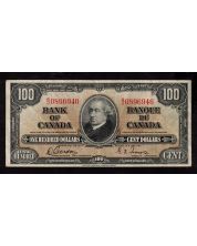 1937 Canada $100 banknote Gordon Towers B/J 0896946 VF