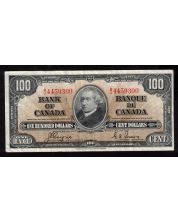 1937 Canada $100 banknote Coyne Towers B/J 4459300 nice EF+