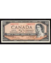 1954 Canada $50 banknote Beattie Rasminsky B/H 4667777  EF